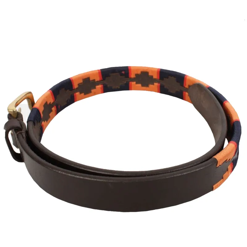 Shires Drover Skinny Polo Belt - Navy With Orange